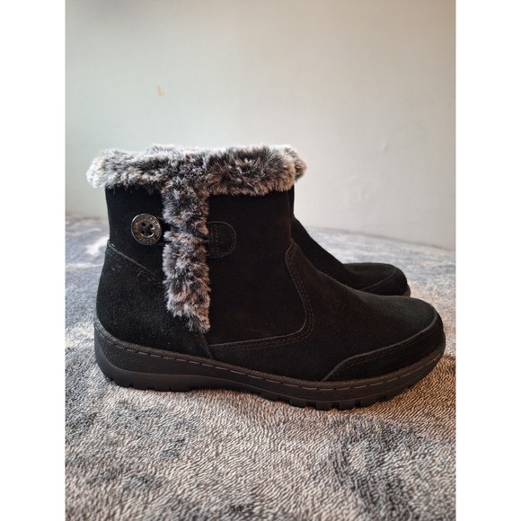 Khombu Shoes - KHOMBU Suede Faux Fur Boots IRIS Womens 6M Black Booties Side Zip Cozy Style